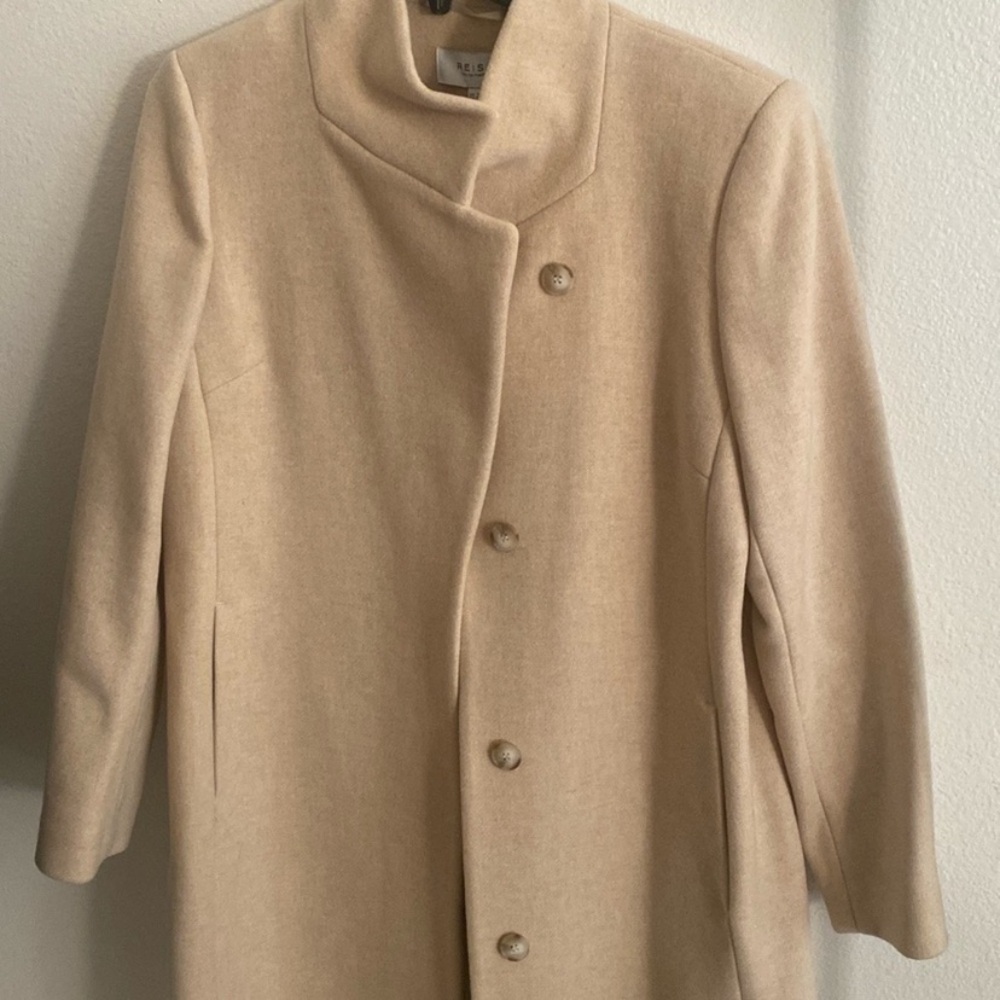 REISS Marcie Wool Blend Mid Length Coat Stone Color - Picture 5 of 16